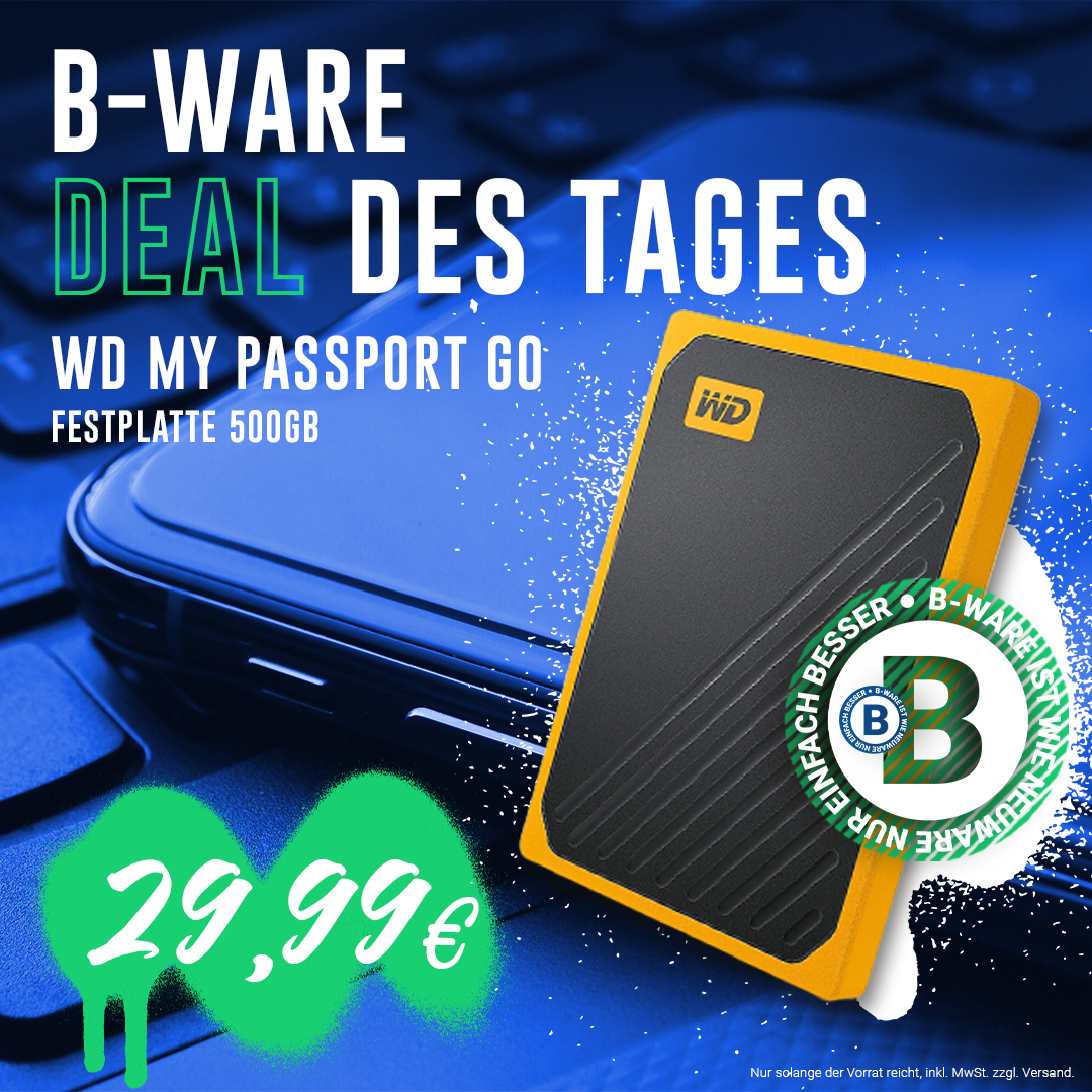 Booste deine Datenspeicherung mit der WD My Passport Go Festplatte 500GB – jetzt als erstklassige B-Ware auf Talk-Point.de!