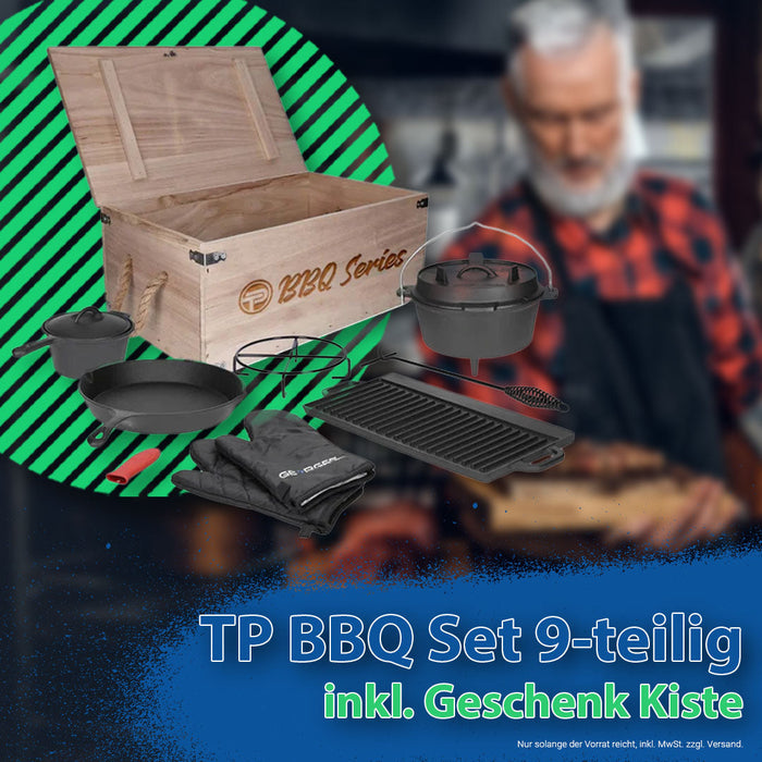 Das ultimative BBQ-Erlebnis – TP Premium BBQ Set 9-teilig inkl. Geschenk-Kiste