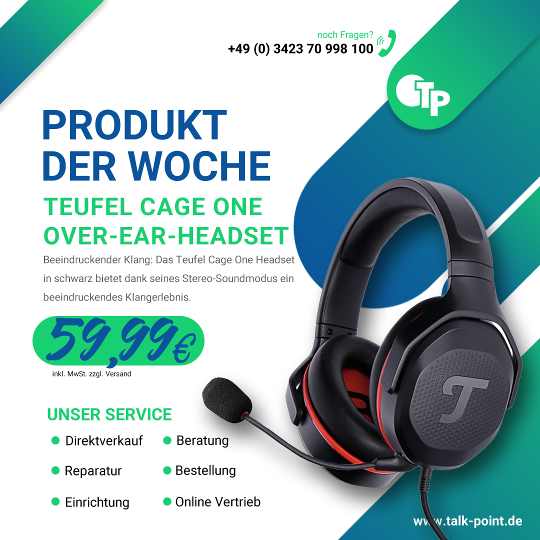 Teufel CAGE ONE Kabelgebundenes Over-Ear-Headset Kopfhörer geeignet für Games und Musik - Produkt der Woche