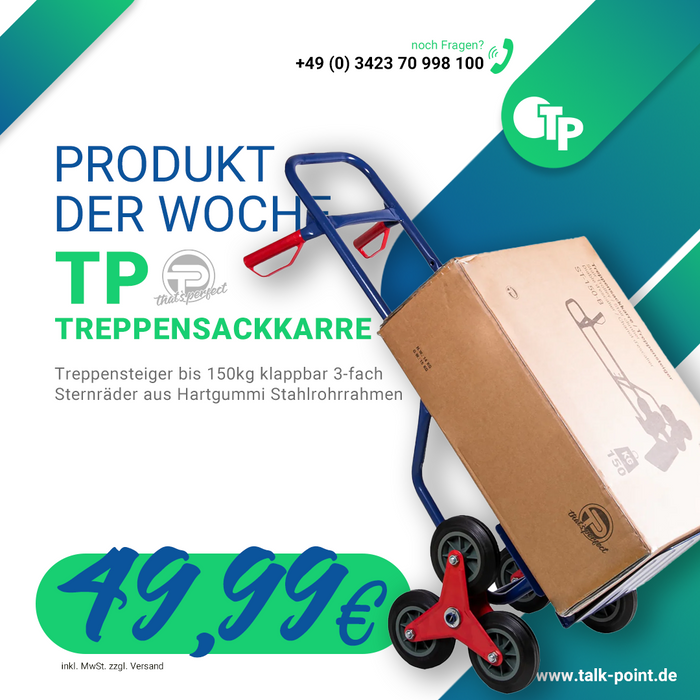 Treppensackkarre bis 150kg klappbar mit 3-fach Sternräder aus Hartgummi - Produkt der Woche