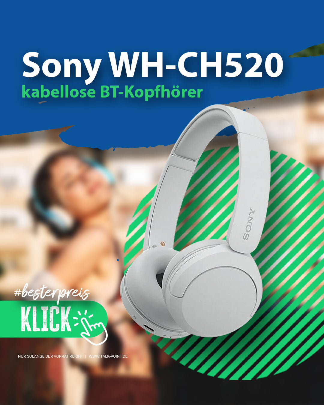 Sony WH-CH520 Bluetooth On-Ear Kopfhörer Weiß | Talk-Point