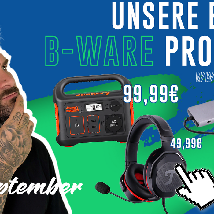 Zusammenfassung unserer besten B-Ware Produkte vom 26.09.2023 auf talk-point.de im Twitch Livestream