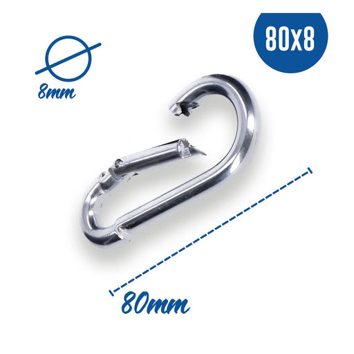 Produktbild Allzweck-Karabiner - Karabinerhaken 80x8 mm Stahl verzinkt DIN5299 C-Form (Birne) rostfrei Schnapphaken bis 230Kg