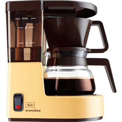 Aromaboy Filterkaffeemaschine mit Glaskanne für 2 Tassen Beige-Braun