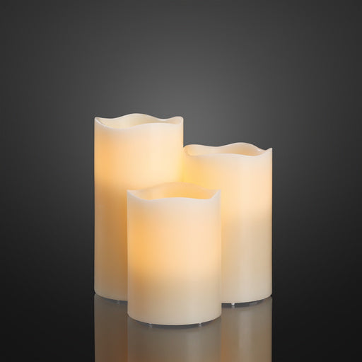 Produktbild LED-Kerze - Hellum 571950 LED-Wachskerzen 3er Set weiß