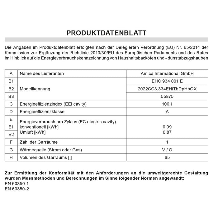 Amica EHC934001E Einbau-Herd-Set Edelstahl