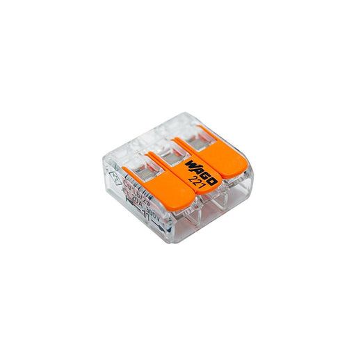 Produktbild Verbindungsklemme - WAGO COMPACT 221-413 Verbindungsklemme mit Hebel orange für 3-Leiter mit 0,14 - 4 mm² - 50er Pack