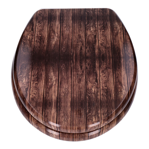 Produktbild WC-Sitz - TP WC-Sitz mit Absenk-Automatik, Motiv, Soft-Close Holz-Kern, ovale O-Form, EU-Größe, bis 120 kg Dark Wood