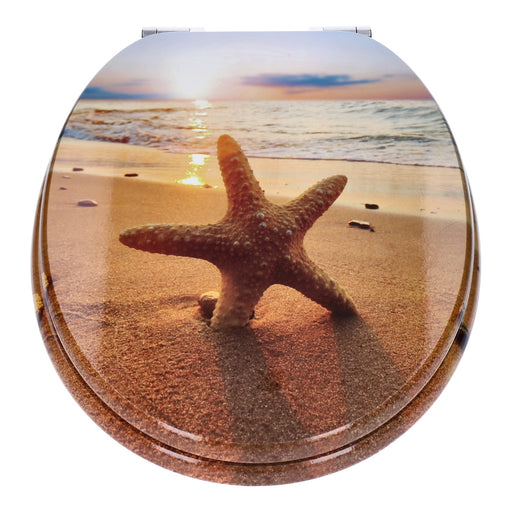 Produktbild WC-Sitz - TP WC-Sitz mit Absenk-Automatik, Motiv, Soft-Close Holz-Kern, ovale O-Form, EU-Größe, bis 120 kg Single Starfish