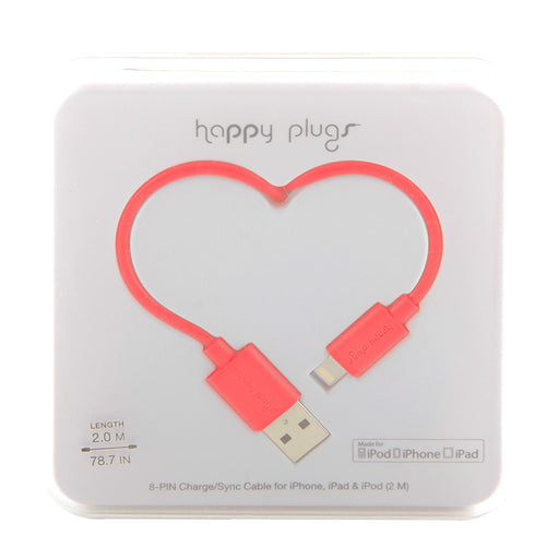 Produktbild Lightningkabel - Happy Plugs iPhone USB Ladekabel in coral für Apple Geräte iPhone, iPad, iPod