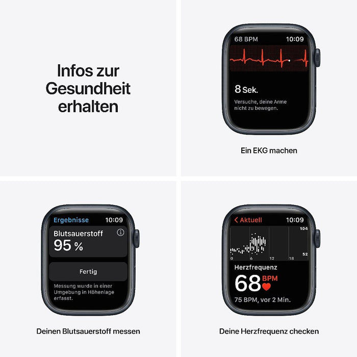 Apple Watch Series 7 41mm GPS Mitternacht Aluminumgehäuse mit Sportarmband Mitternacht