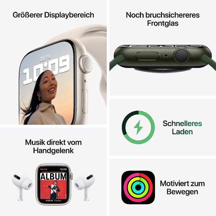 Apple Watch Series 7 45mm GPS Mitternacht Aluminumgehäuse mit Sportarmband Mitternacht