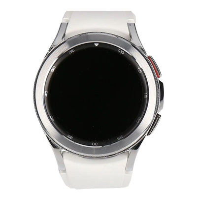 Galaxy Watch4 Classic 42mm Silber mit Silikonarmband Weiß