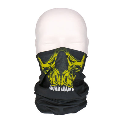 Multifunktionstuch, Bandana Schlauchschal, als UV-Schutz, Outdoor Halstuch oder Stirnband, unisex yellow skull