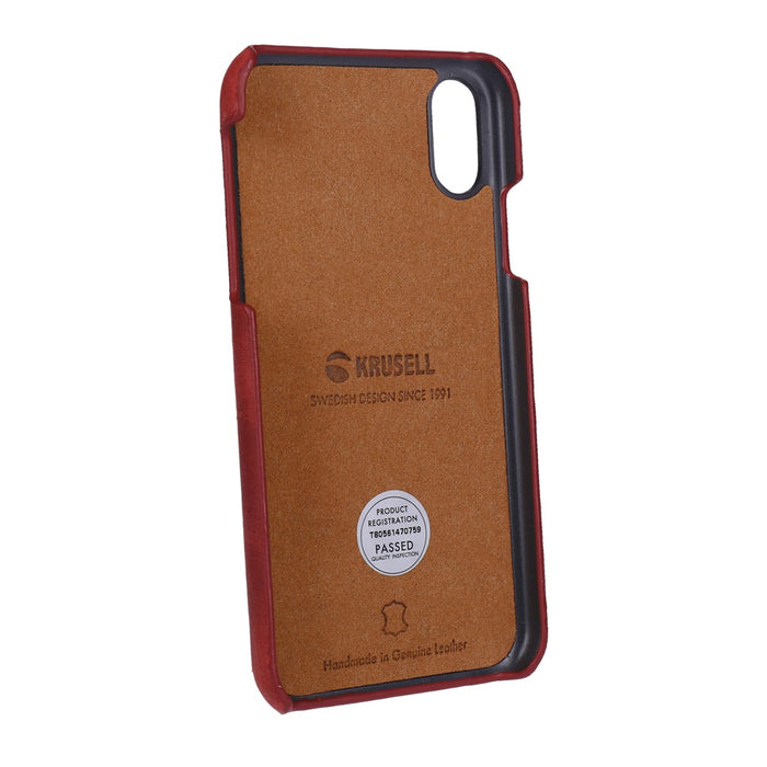 Krusell Back Cover Schutzhülle für Apple iPhone Xr aus Echtleder in Vintage Rot