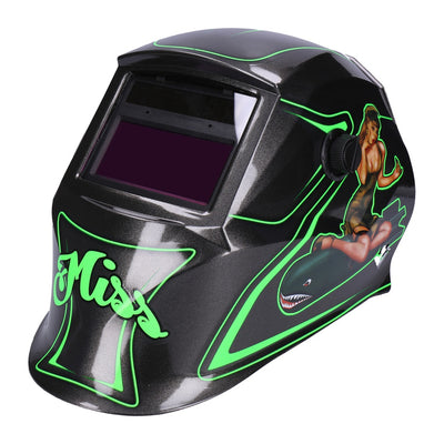 Automatik Solar Schweißhelm mit UV-Schutz, auto Verdunkelung, Feuerhemmend, schnelle Schaltzeiten- Green Miss (1606-A)