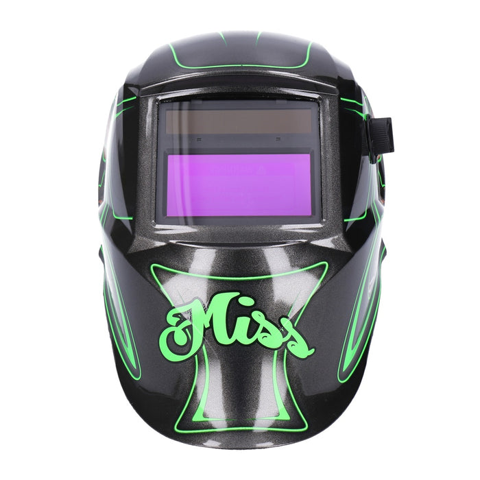 TP Automatik Solar Schweißhelm mit UV-Schutz, auto Verdunkelung, Feuerhemmend, schnelle Schaltzeiten- Green Miss (1606-A)