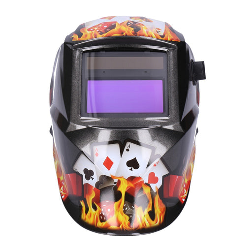 Produktbild Atemschutzmasken - TP Automatik Solar Schweißhelm mit UV-Schutz, auto Verdunkelung, Feuerhemmend, schnelle Schaltzeiten- Pokerface (1640-A)