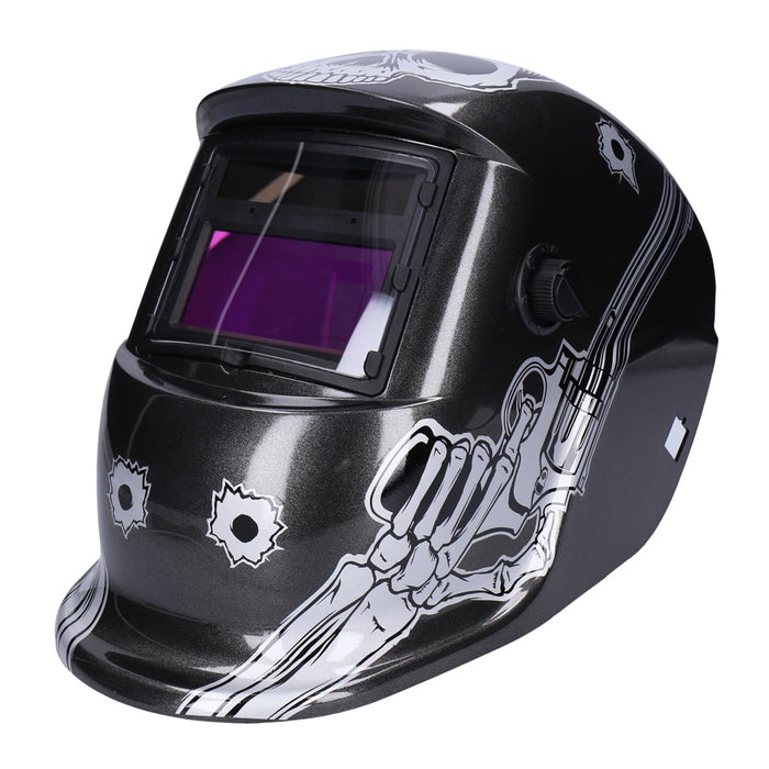 TP Automatik Solar Schweißhelm mit UV-Schutz, auto Verdunkelung, Feuerhemmend, schnelle Schaltzeiten- Gun Skull (1642-A)