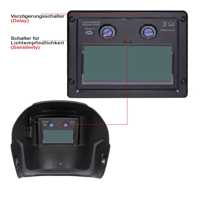 TP Automatik Solar Schweißhelm mit UV-Schutz, auto Verdunkelung, Feuerhemmend, schnelle Schaltzeiten- Carbon Style 1645-A