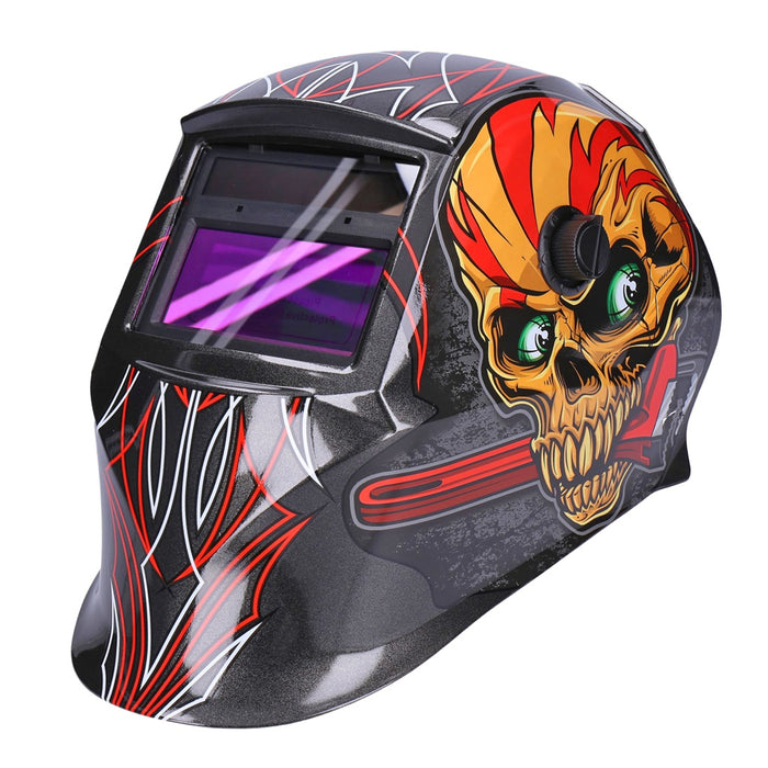 TP Automatik Solar Schweißhelm mit UV-Schutz, auto Verdunkelung, Feuerhemmend, schnelle Schaltzeiten- Skull 2 (1647-A)