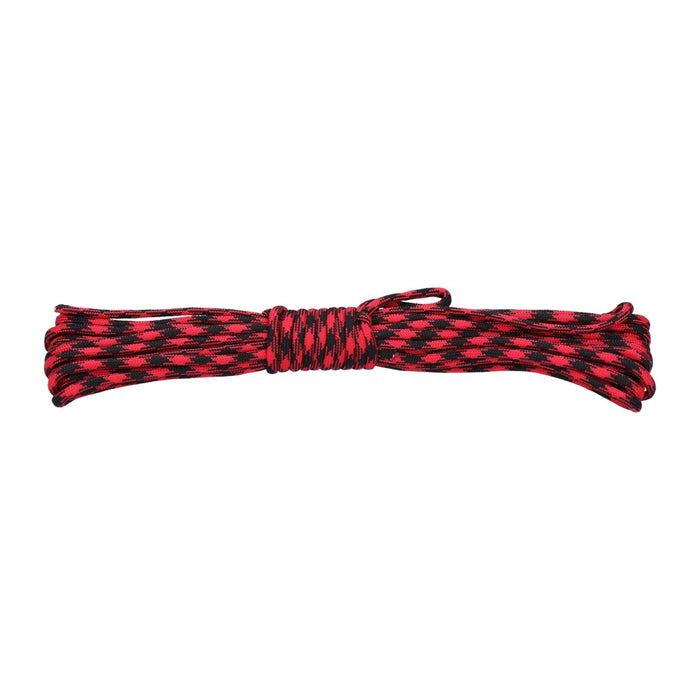 Paracord 550lb Nylon Seil, Abspannseil für Camping Fallschirmschnur reißfest - 4mm, 249 Kg (10 Meter) Rot/Schwarz #006