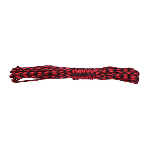 Produktbild Abspannleine - Paracord 550lb Nylon Seil, Abspannseil für Camping Fallschirmschnur reißfest - 4mm, 249 Kg (15 Meter) Rot/Schwarz #006