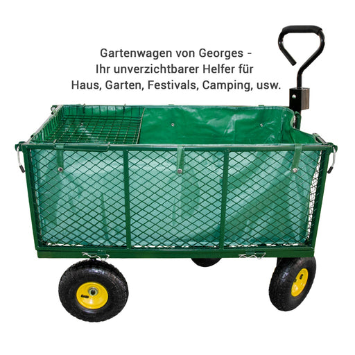 Produktbild Gartenwagen - TP Transportwagen für den Garten, Lasten Handwagen mit Gitter, Plane und Luftbereifung, bis 550 kg