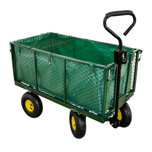 Produktbild Gartenwagen - TP Transportwagen für den Garten, Lasten Handwagen mit Gitter, Plane und Luftbereifung, bis 550 kg