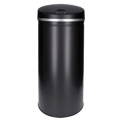 Sensor Mülleimer aus Edelstahl, Abfallbehälter für Küche, automatischer Deckel, rund, in schwarz 50 Liter