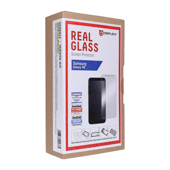 Displex Servicekit 10x 2D Real Glas für Samsung  Galaxy A6 transparent Displayschutz