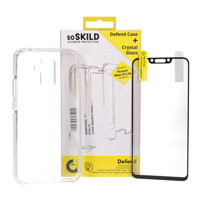 Defend Heavy Impact Case and Tempered Glas für Huawei Mate 20 lite transparent