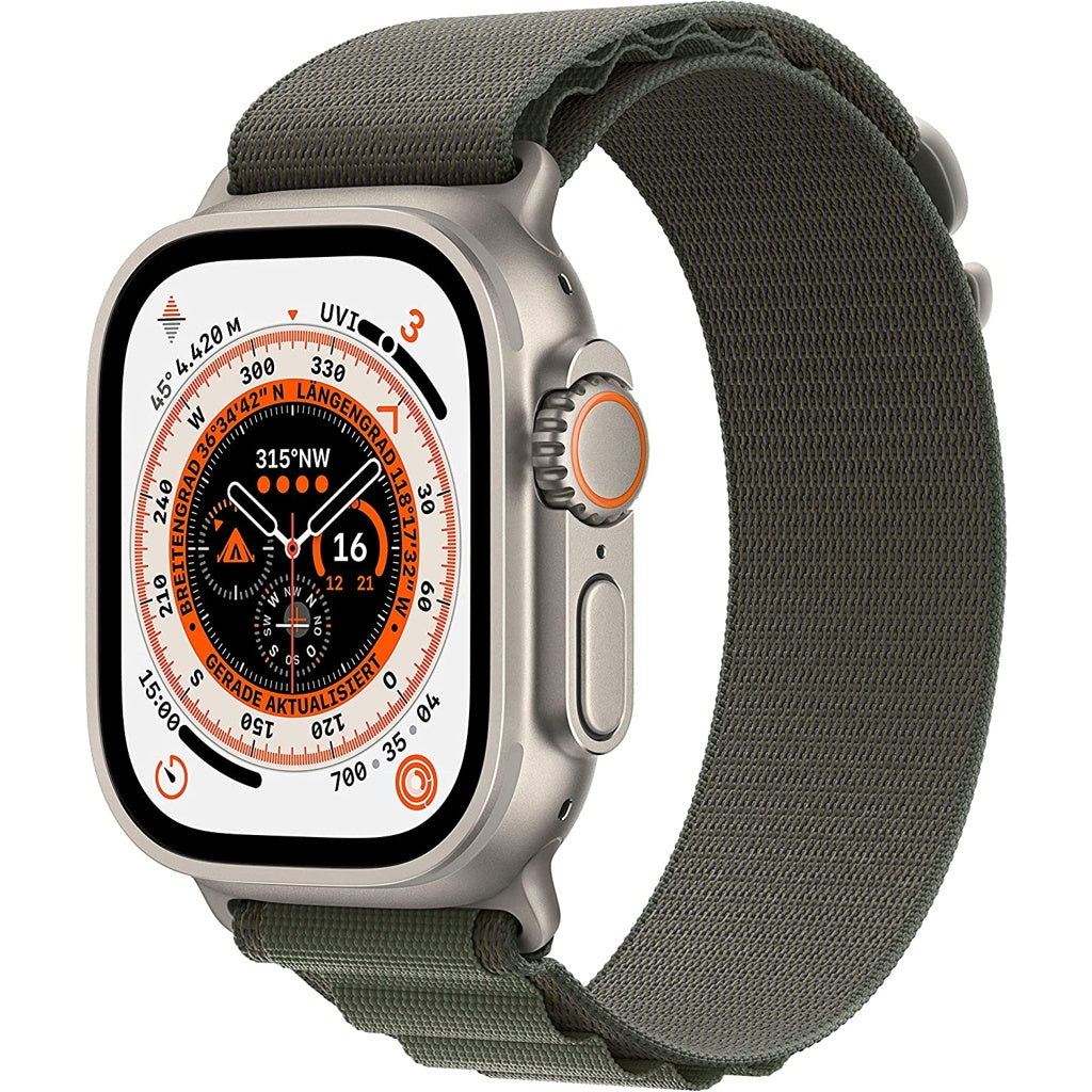Produktbild Smartwatches - Apple Watch Ultra 49mm GPS + LTE Titangehäuse Polyester Alpine Loop Grün (Größe M)