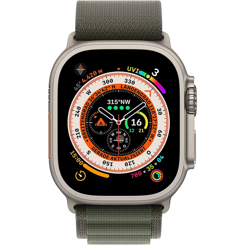 Produktbild Smartwatches - Apple Watch Ultra 49mm GPS + LTE Titangehäuse Polyester Alpine Loop Grün (Größe M)