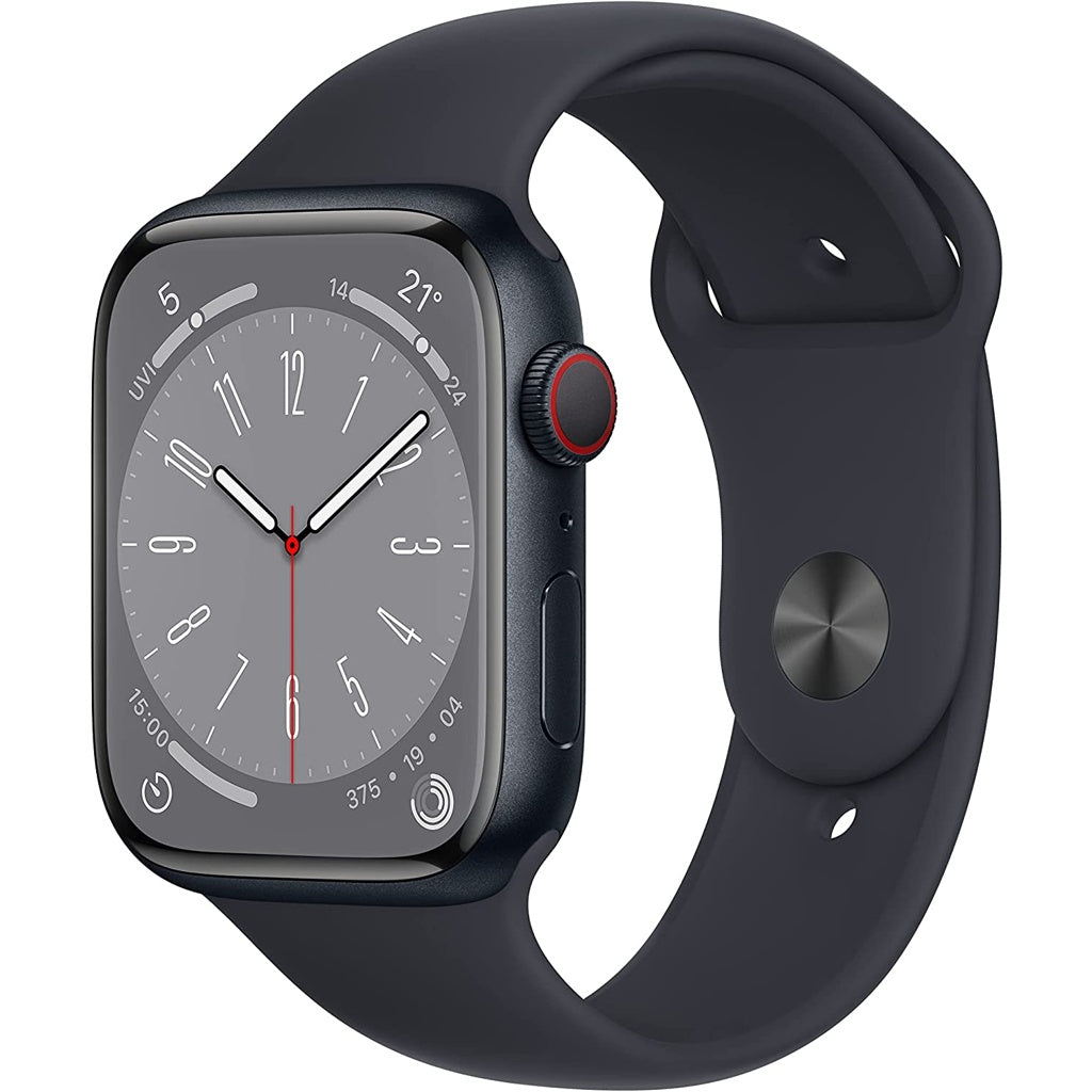 Produktbild Smartwatch - Apple Watch Series 8 45mm GPS + 4G Mitternacht Aluminiumgehäsue mit Sportarmband Mitternacht