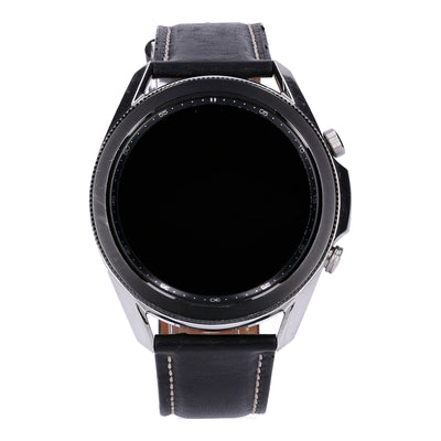 Galaxy Watch 3 R840 45mm Mystic Silver Lederarmband Schwarz
