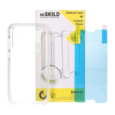 Defend Heavy Impact Case and Tempered Glas für Huawei P20 Pro transparent