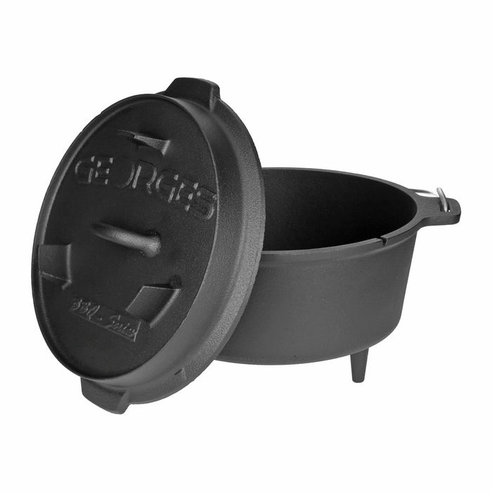 TP Premium BBQ Set 9-teilig, Dutch Oven, Pfanne,  Grillplatte, Topf aus Gusseisen mit Geschenk Kiste