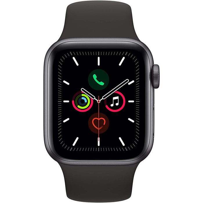 Apple Watch Series 5 44mm GPS Spacegrau Aluminiumgehäuse mit Sportarmband schwarz