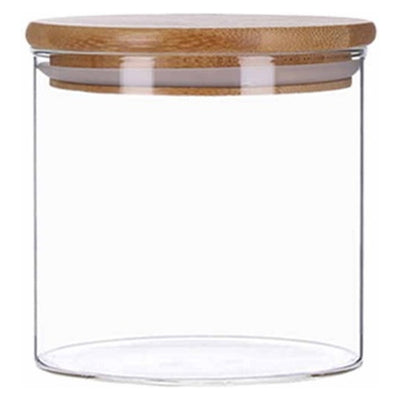 Vorratsglas mit Bambus Deckel, Glas Behälter für Lebensmittel, luftdicht, spülmaschinenfest, 500ml