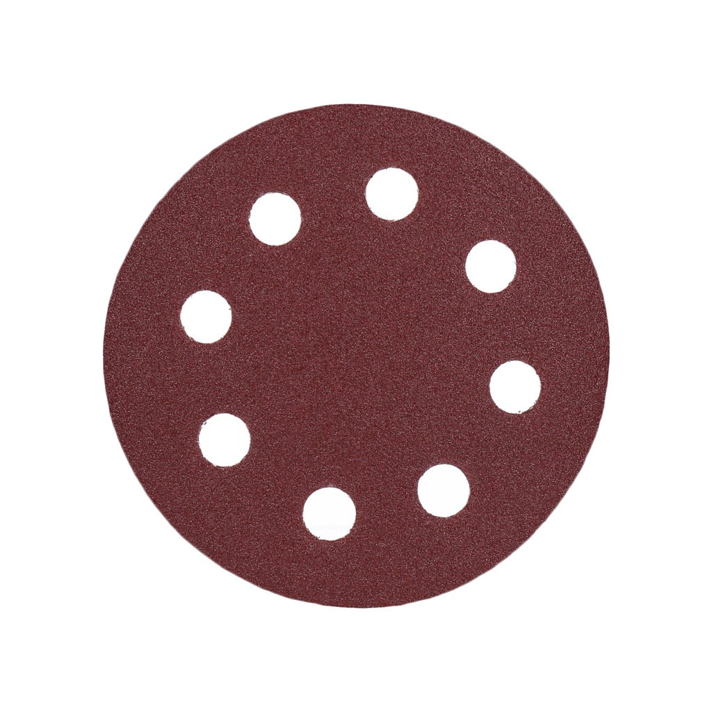 Produktbild Schleifscheibe - TP Schleifpapier, Schleifscheibe - Universal (rot) 125mm, 8-fach-gelocht, Papierbasis - 10er Pack P100