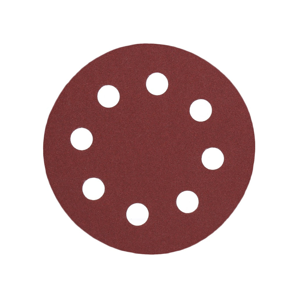 Produktbild Schleifscheibe - TP Schleifpapier, Schleifscheibe - Universal (rot) 125mm, 8-fach-gelocht, Papierbasis - 10er Pack P180