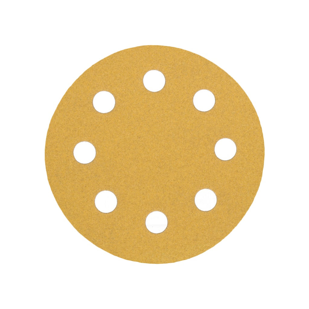 Produktbild Schleifscheibe - TP Schleifpapier, Schleifscheibe - Universal (gelb 125mm, 8-fach-gelocht, Latexbasis - 10er Pack P240