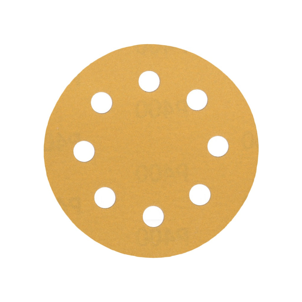 Produktbild Schleifscheibe - TP Schleifpapier, Schleifscheibe - Universal (gelb 125mm, 8-fach-gelocht, Latexbasis - 10er Pack P400