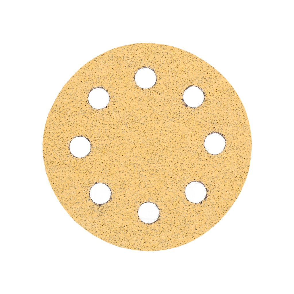 Produktbild Schleifscheibe - TP Schleifpapier, Schleifscheibe - Universal (gelb 125mm, 8-fach-gelocht, Latexbasis - 10er Pack P40