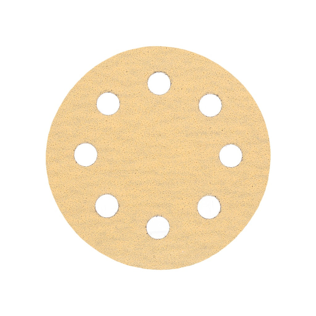 Produktbild Schleifscheibe - TP Schleifpapier, Schleifscheibe - Universal (gelb 125mm, 8-fach-gelocht, Latexbasis - 10er Pack P80