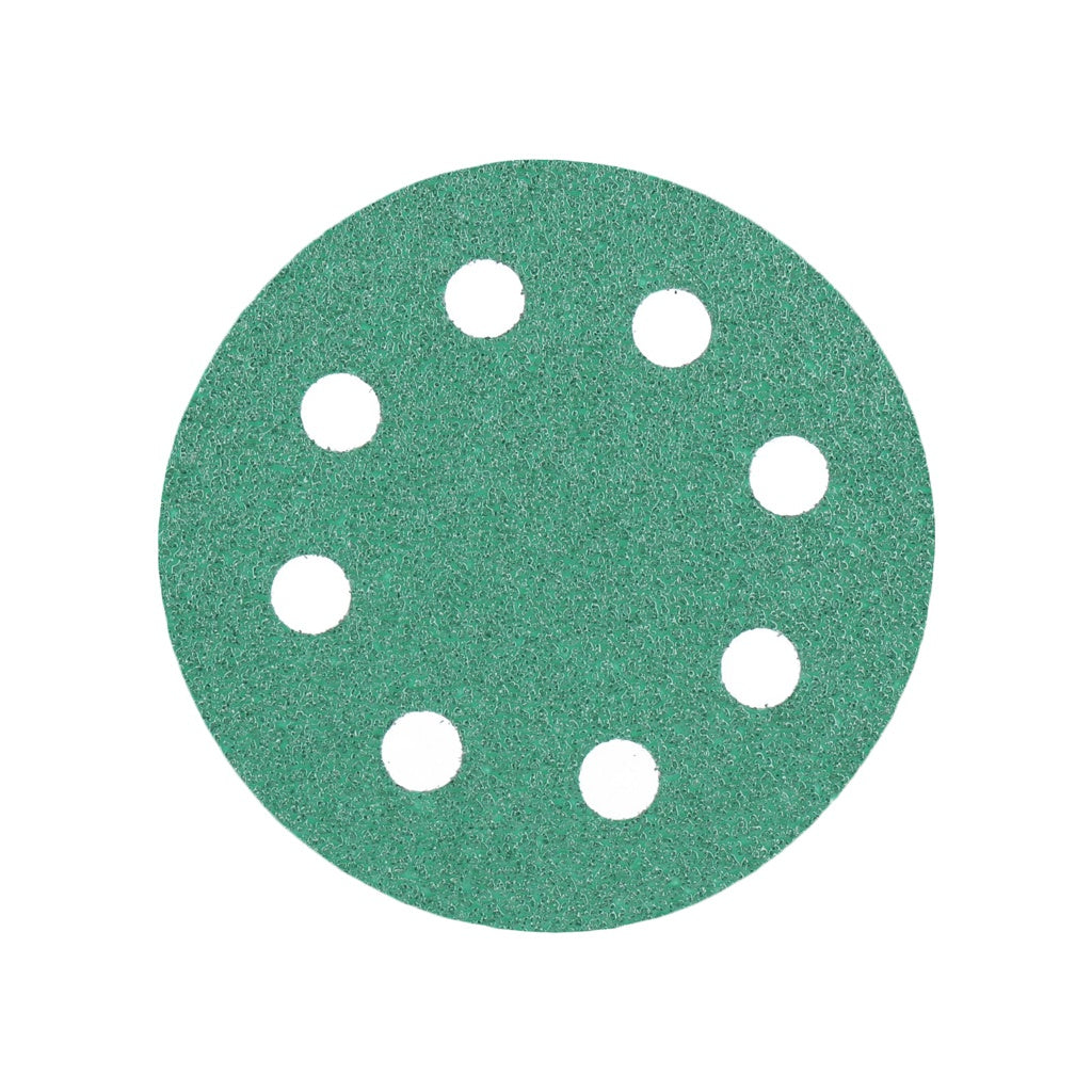 Produktbild Schleifscheibe - TP Schleifpapier, Schleifscheibe - Universal (grün 125mm, 8-fach-gelocht, Filmbasis - 10er Pack P60