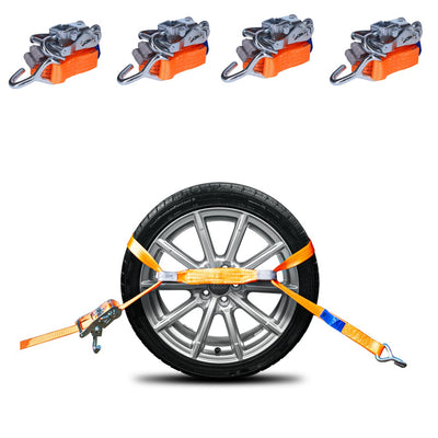 4er Set Spanngurt Autotransport, 3000 daN, 3000 3 Tonnen - 3 Meter