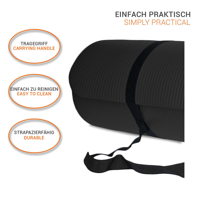 TP Yogamatte, Sport Unterlage aus Schaumstoff, für Pilates, Fitness, rutschfest, 185 x 61 x 1,5 cm