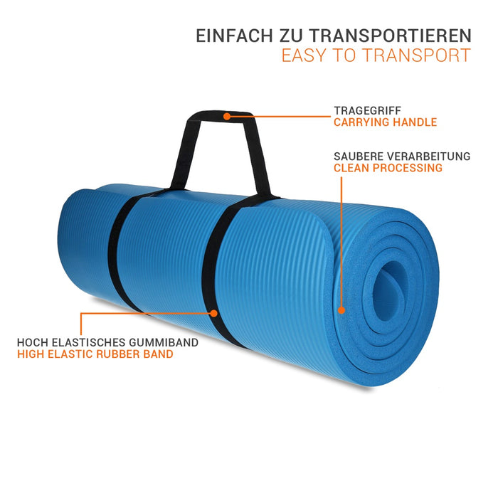 TP Yogamatte, Sport Unterlage aus Schaumstoff, für Pilates, Fitness, rutschfest, 185 x 61 x 1,5 cm Blau